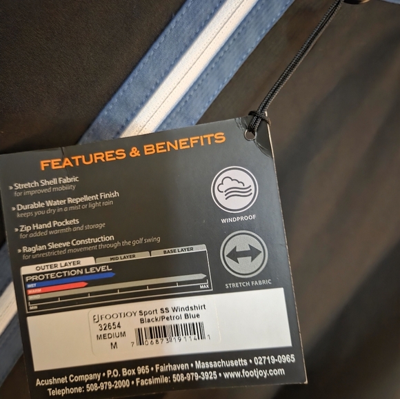 FootJoy Mens Golf 1/2 Zip Pullover Short Sleeve Sport Windshirt Medium NWT - Picture 8 of 8